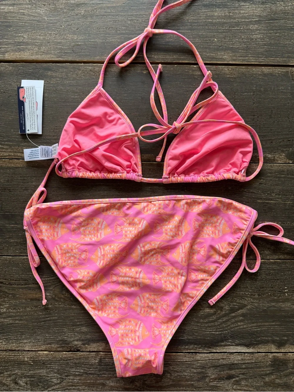 🎣 Vineyard Vines Fish Print Bikini Set | Pink Coral NWT